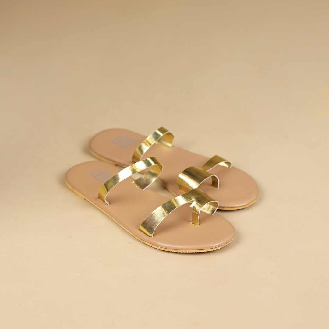 Capri Flats in Tan Gold