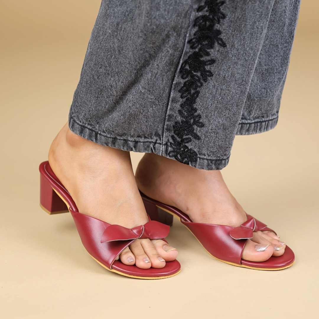 Duet Cherry Block Heels in Maroon