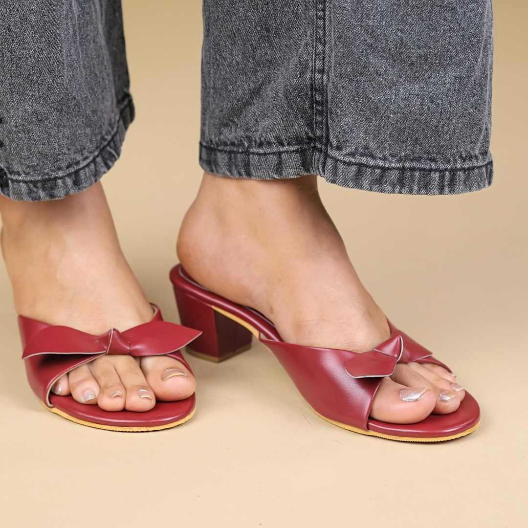 Duet Cherry Block Heels in Maroon