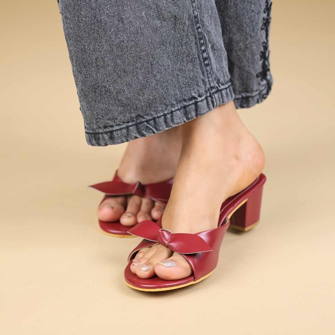 Duet Cherry Block Heels in Maroon