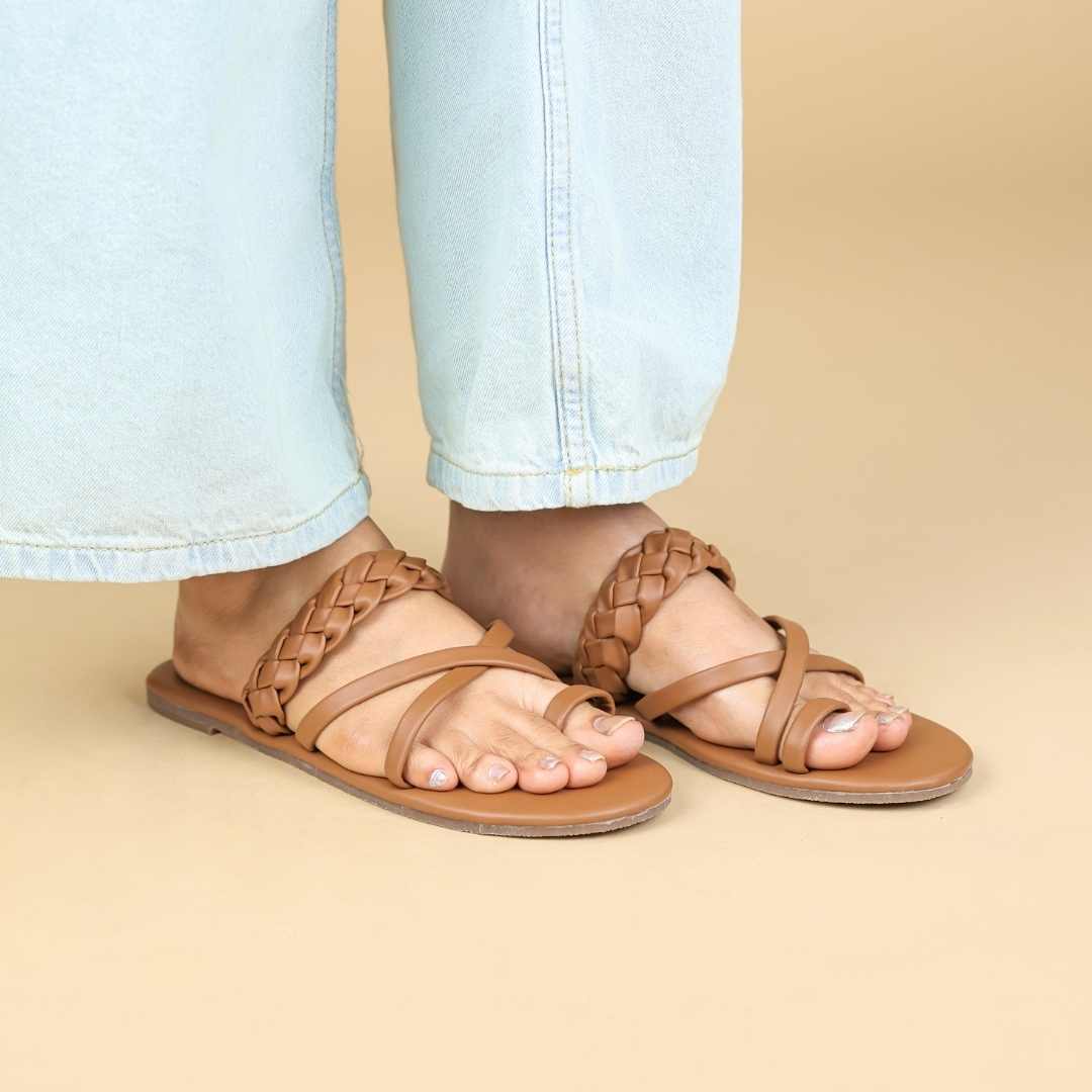 Milan Braids Tan  In Flats