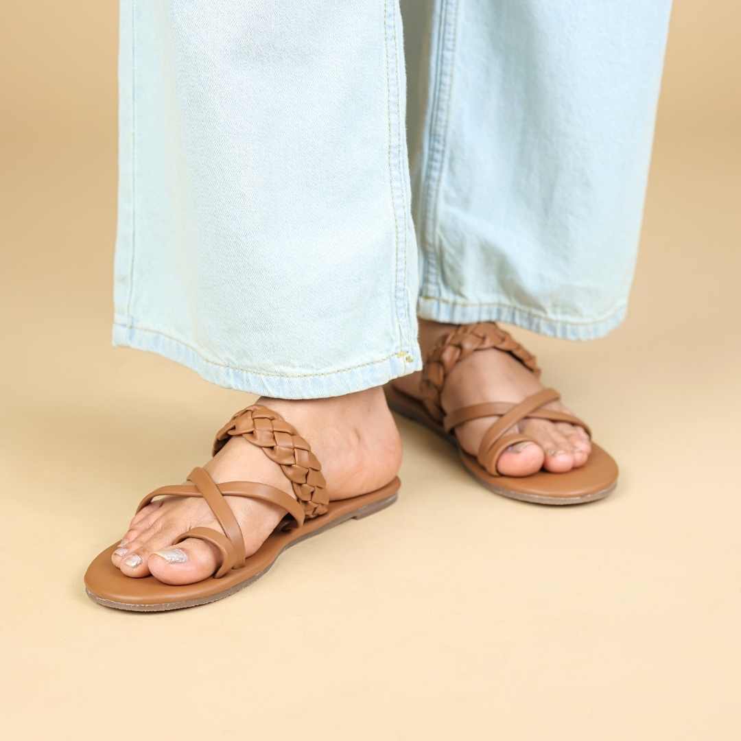 Milan Braids Tan  In Flats