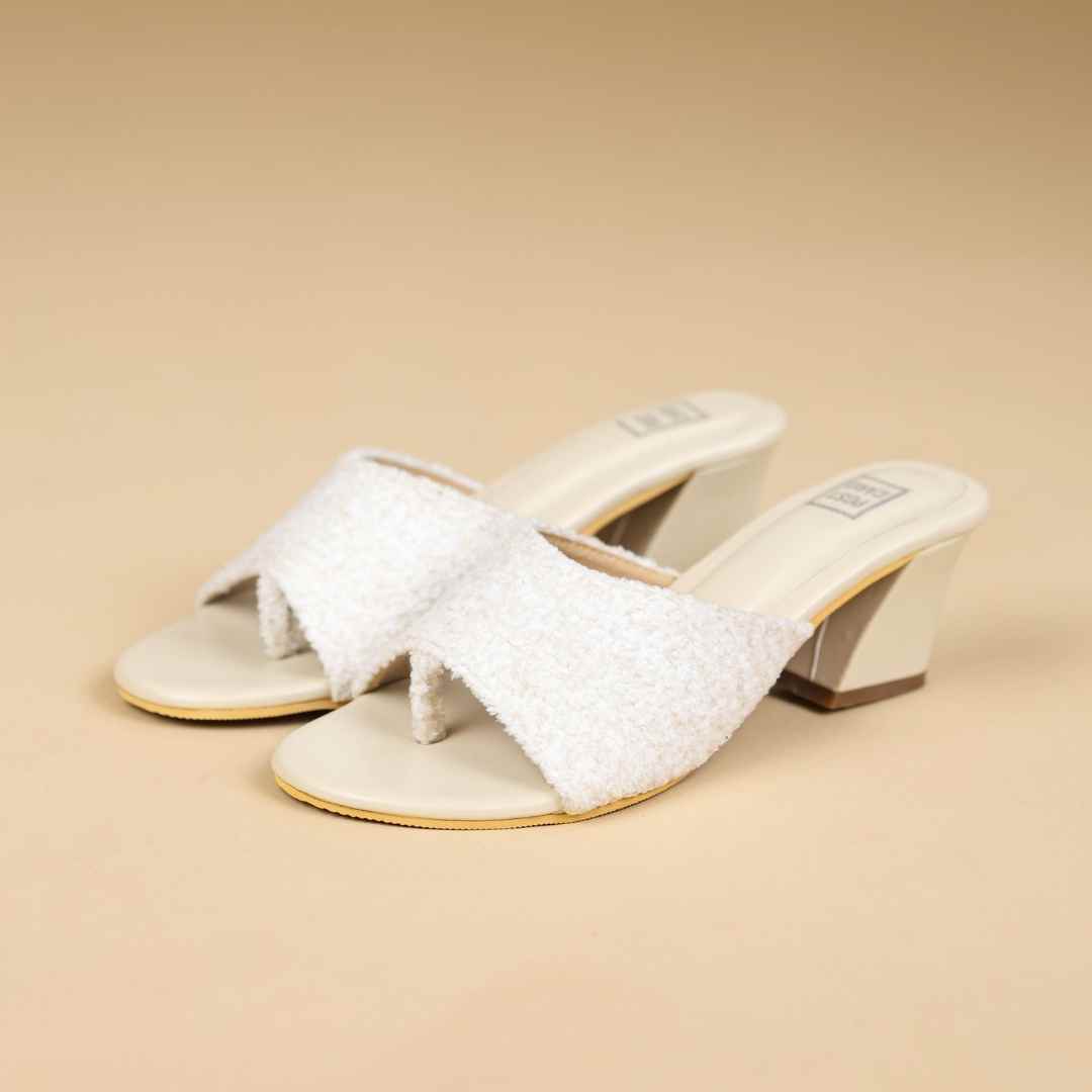 Halo weave Block Heels  Offwhite