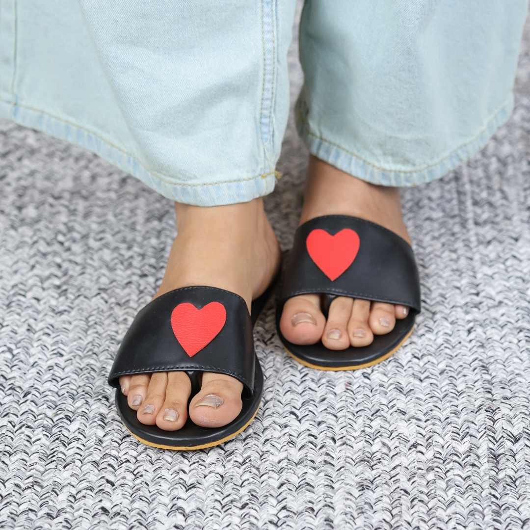 Heart Flats in  Black