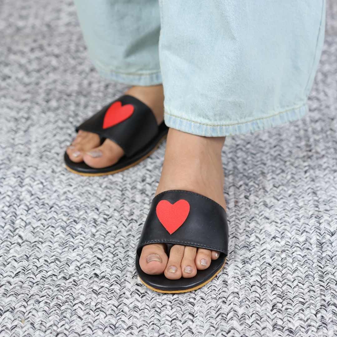 Heart Flats in  Black