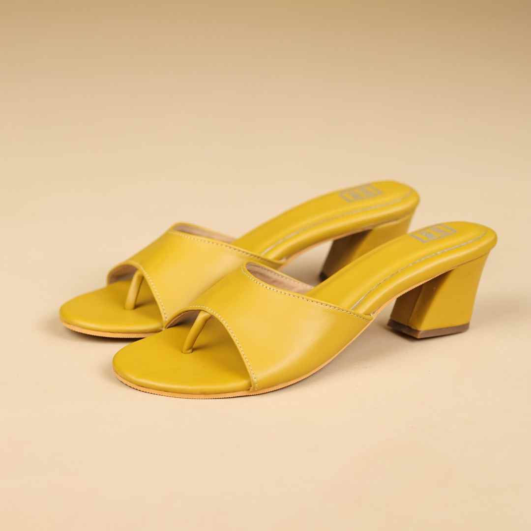 Halo Two Inch Heels in Yellow – Bright, stylish, and comfy for everyday elegance.
