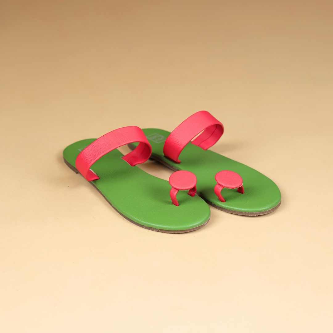 Sunflower Flats in  Green Pink