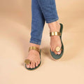 Sunflower  Flats in Green Antique