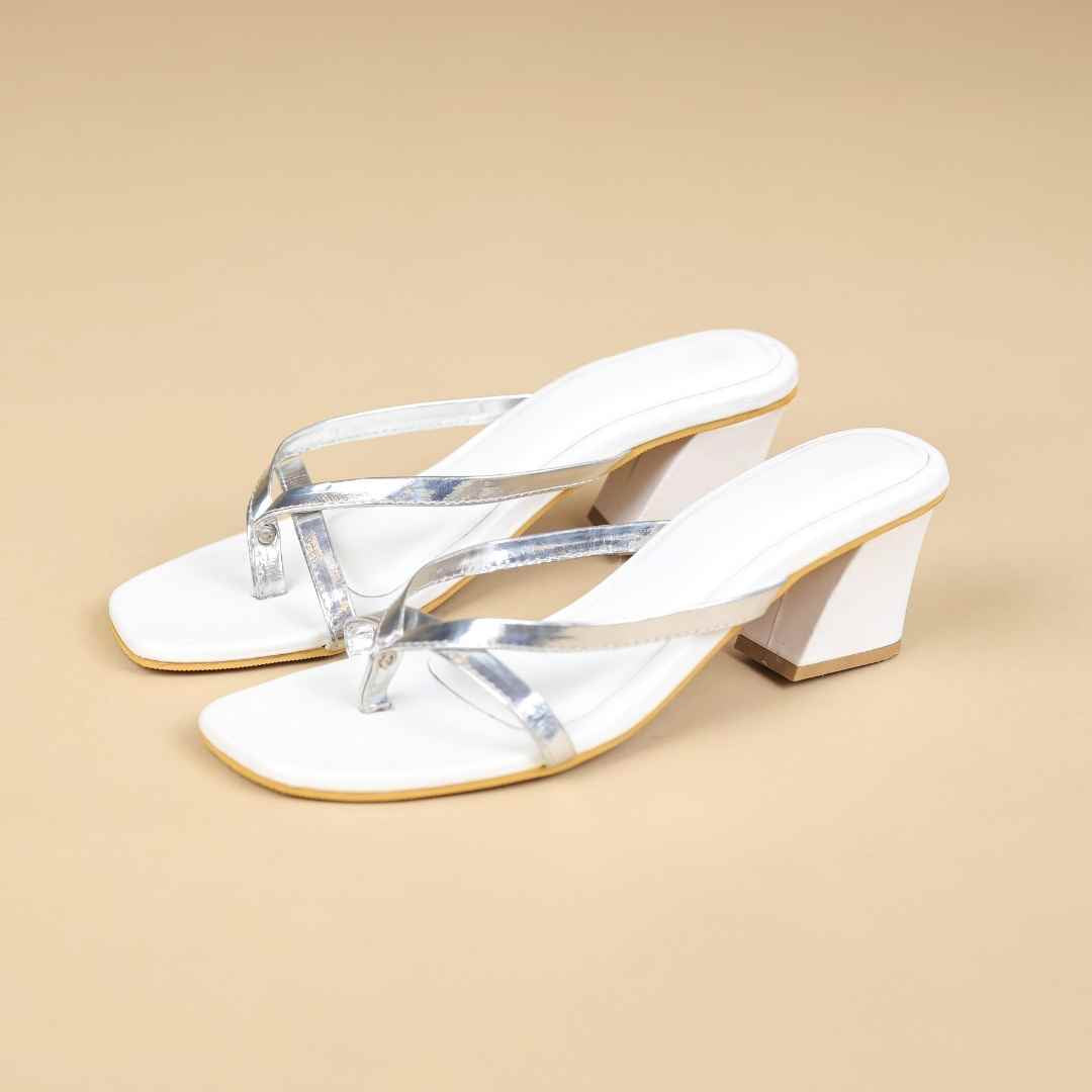 Duet Lena Block Heels White Silver