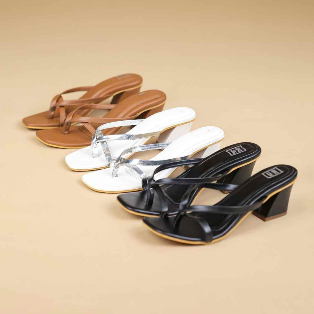 Duet Lena Block Heels White Silver