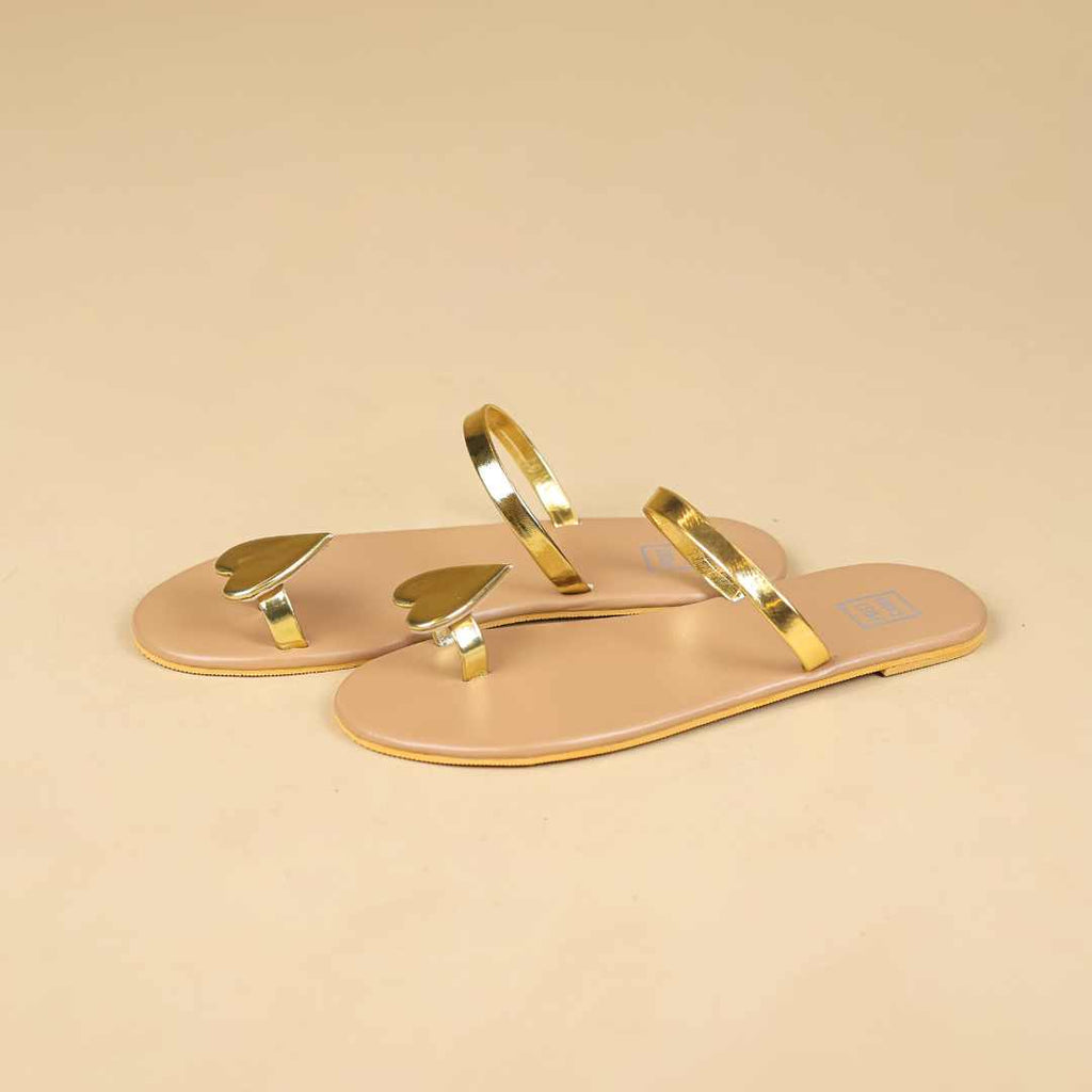 Heart Flats in Tan Gold