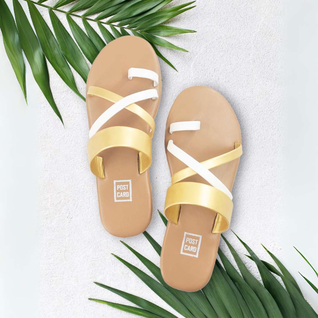 Milan Gold White In Flats