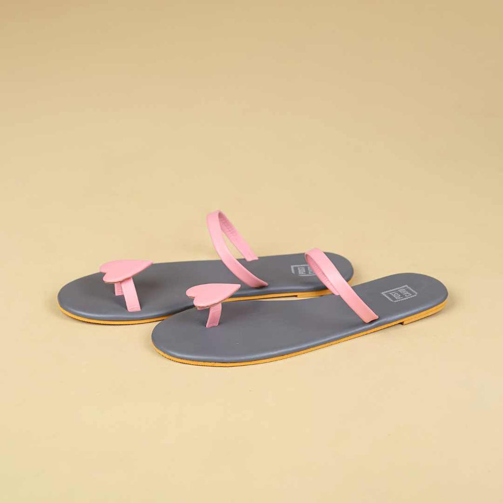 Heart Flats in DarkGrey Pink