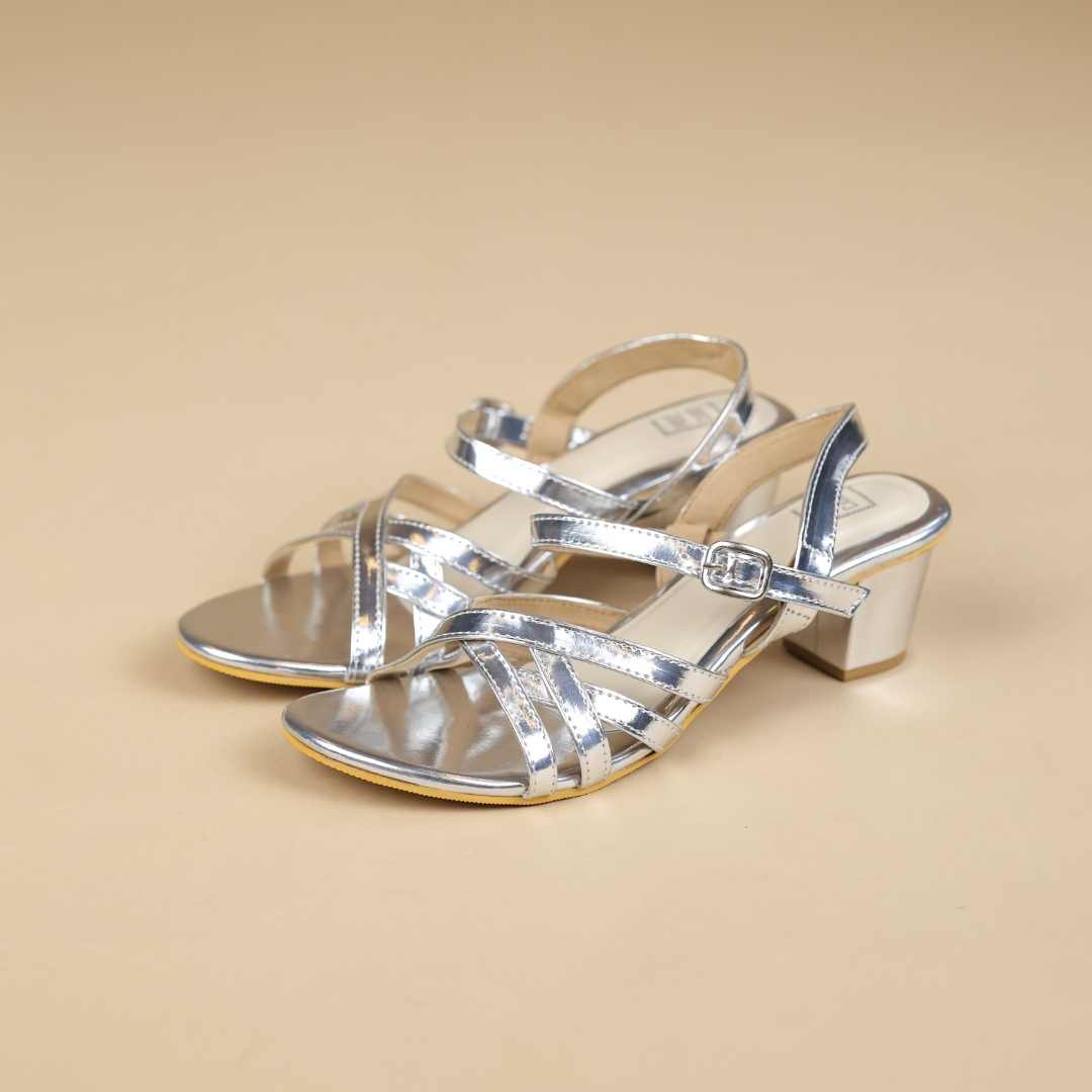 Duet Meadow Block Heels in Silver