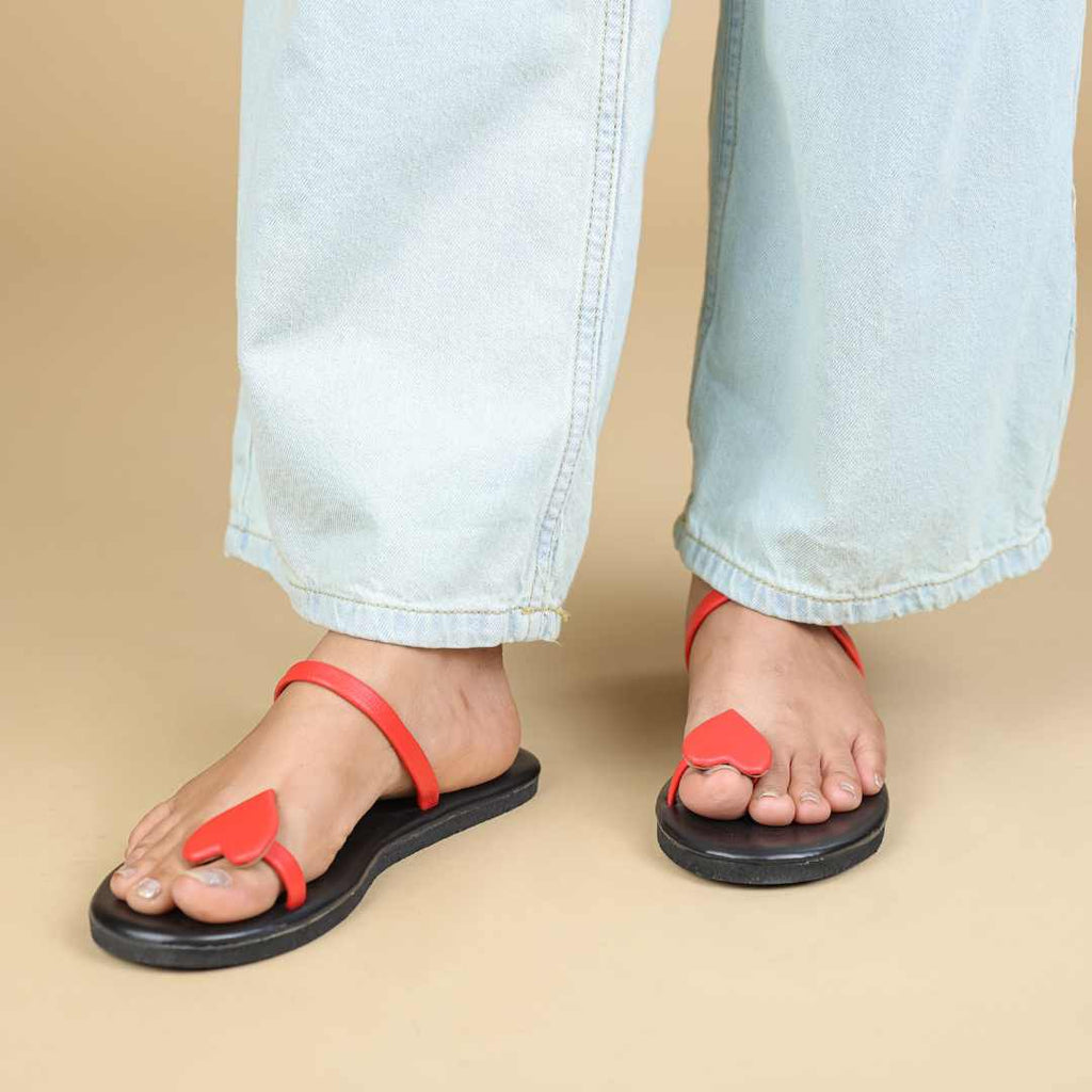 Heart  Flats  in  Black Red