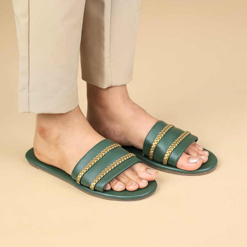Cairo Flats in Soft Dark Green