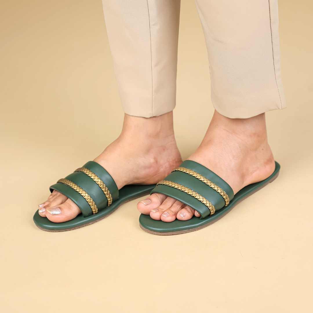 Cairo Flats in Soft Dark Green